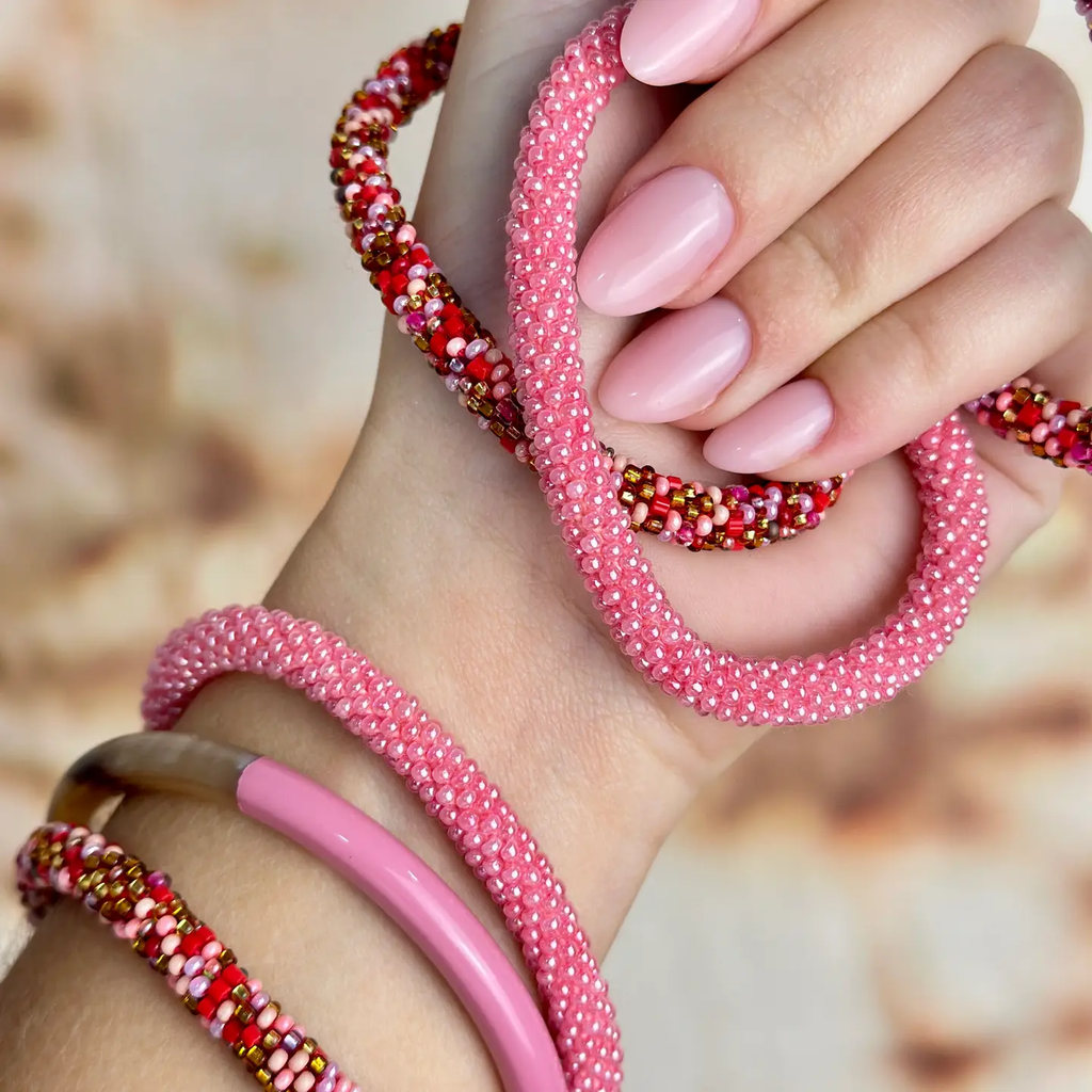 Bracelet népalais Rose bonbon