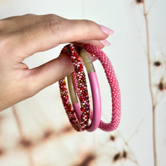 Bracelet népalais Rose bonbon