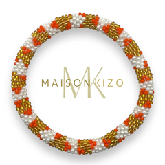 Bracelet népalais Blanc, orange, or