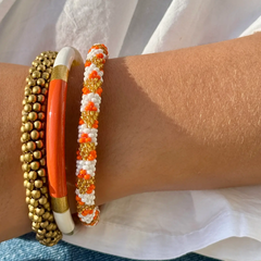 Bracelet népalais Blanc, orange, or