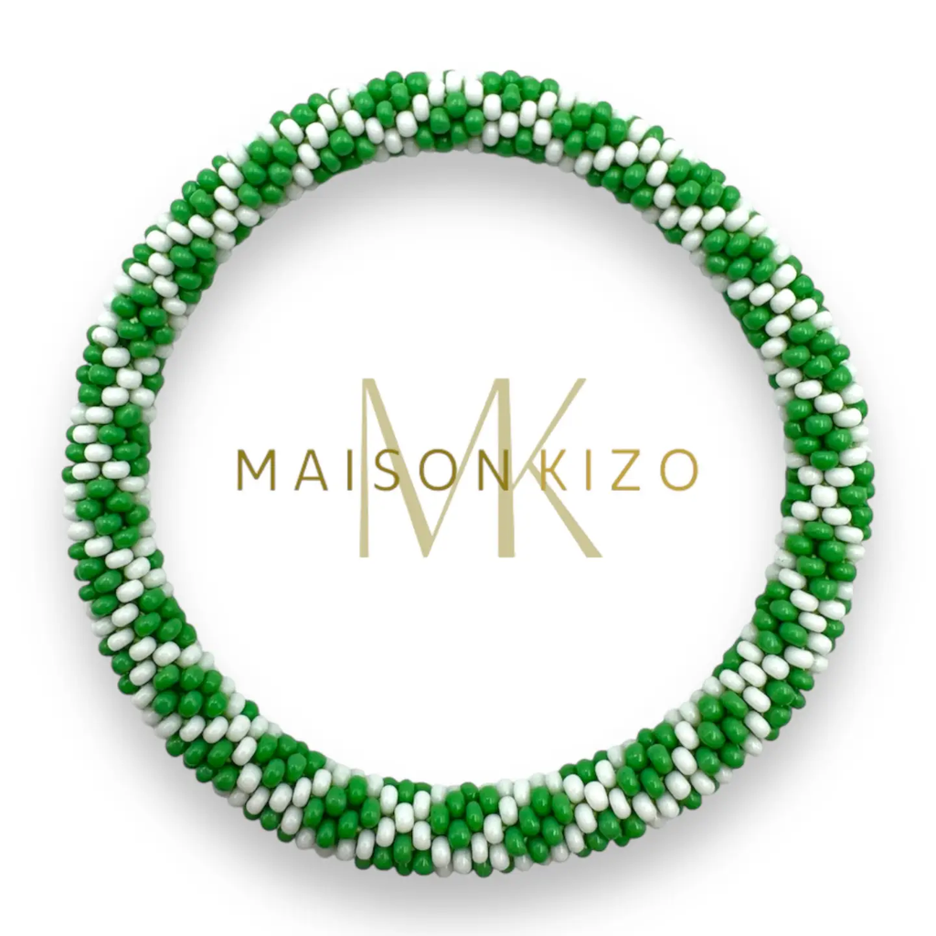 Bracelet népalais Vert et blanc