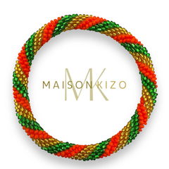 Bracelet népalais Orange, vert, or
