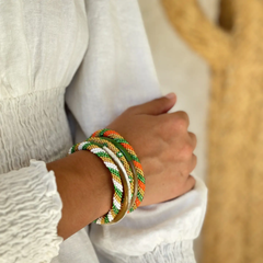 Bracelet népalais Orange, vert, or