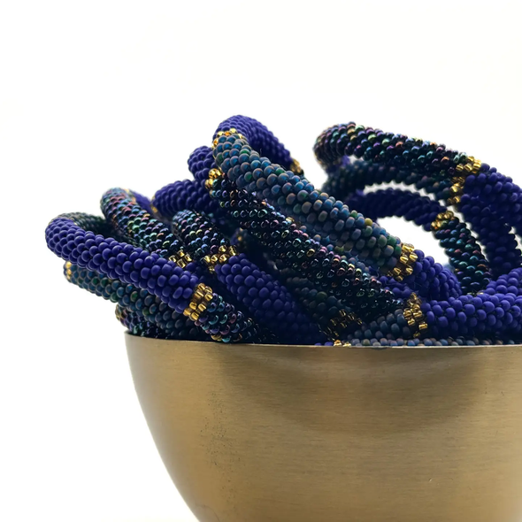 Bracelet népalais Bleu, or