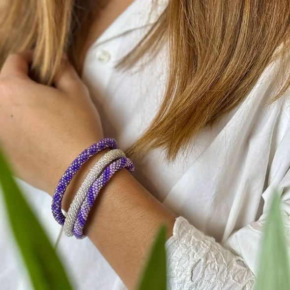 Bracelet népalais Lilas, argent