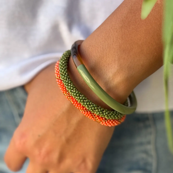 Bracelet népalais Vert, or