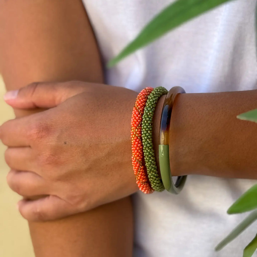 Bracelet népalais Vert, or