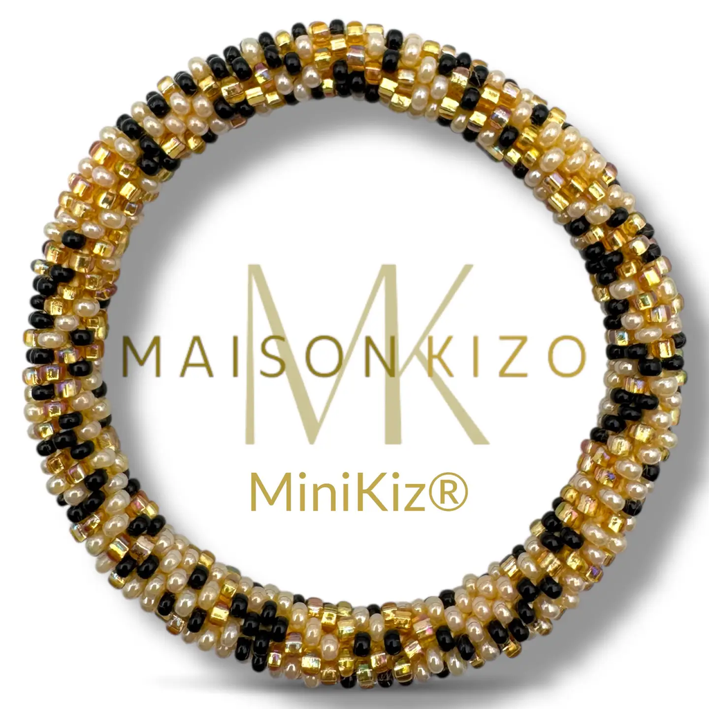 Mini Bracelet népalais Noir, beige, or