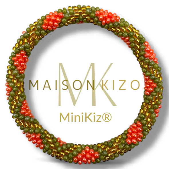 Mini Bracelet népalais Vert, corail, or
