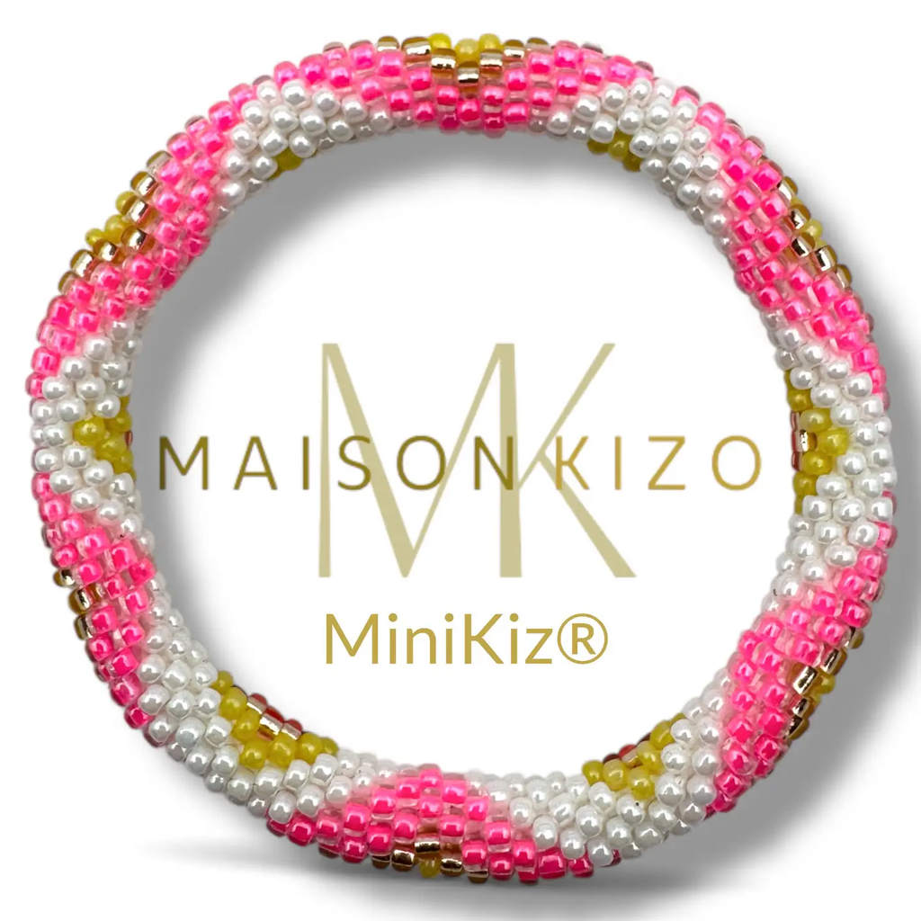 Mini Bracelet népalais Rose, blanc, jaune, or