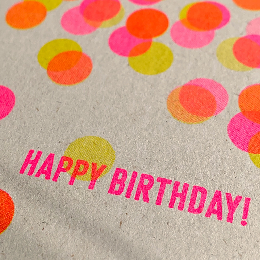 Carte postale Happy Birthday Confettis