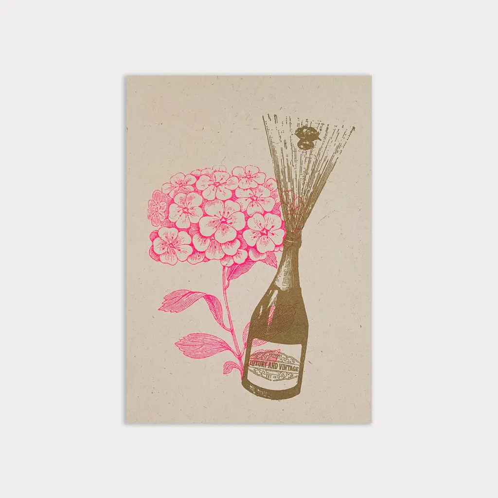 Carte postale Champagne avec fleur