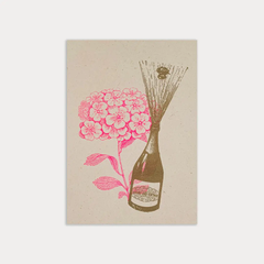 Carte postale Champagne avec fleur