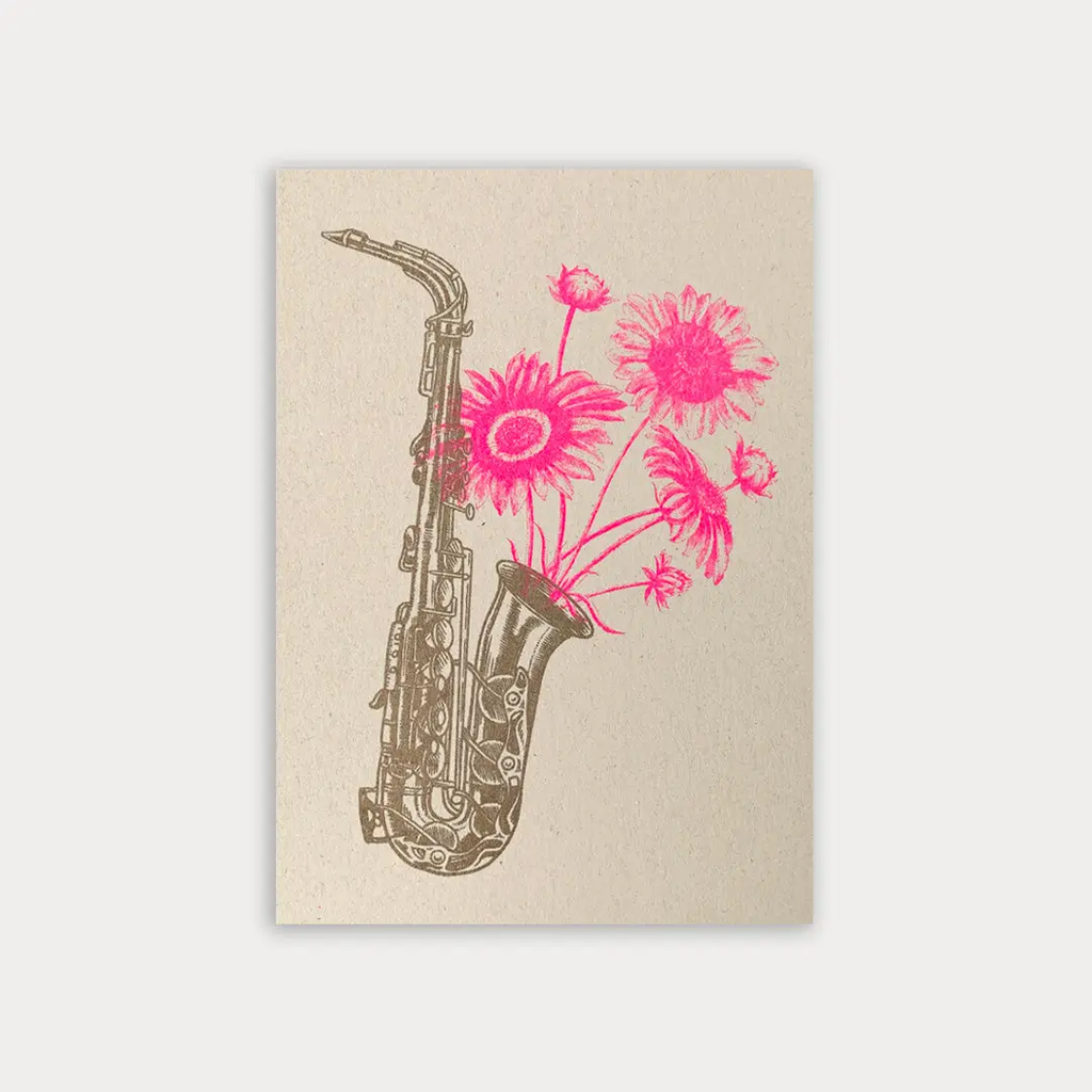 Carte postale Saxophone à fleurs