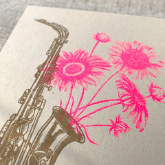 Carte postale Saxophone à fleurs