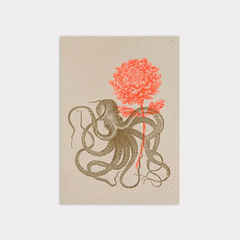 Carte postale Poulpe avec fleurs