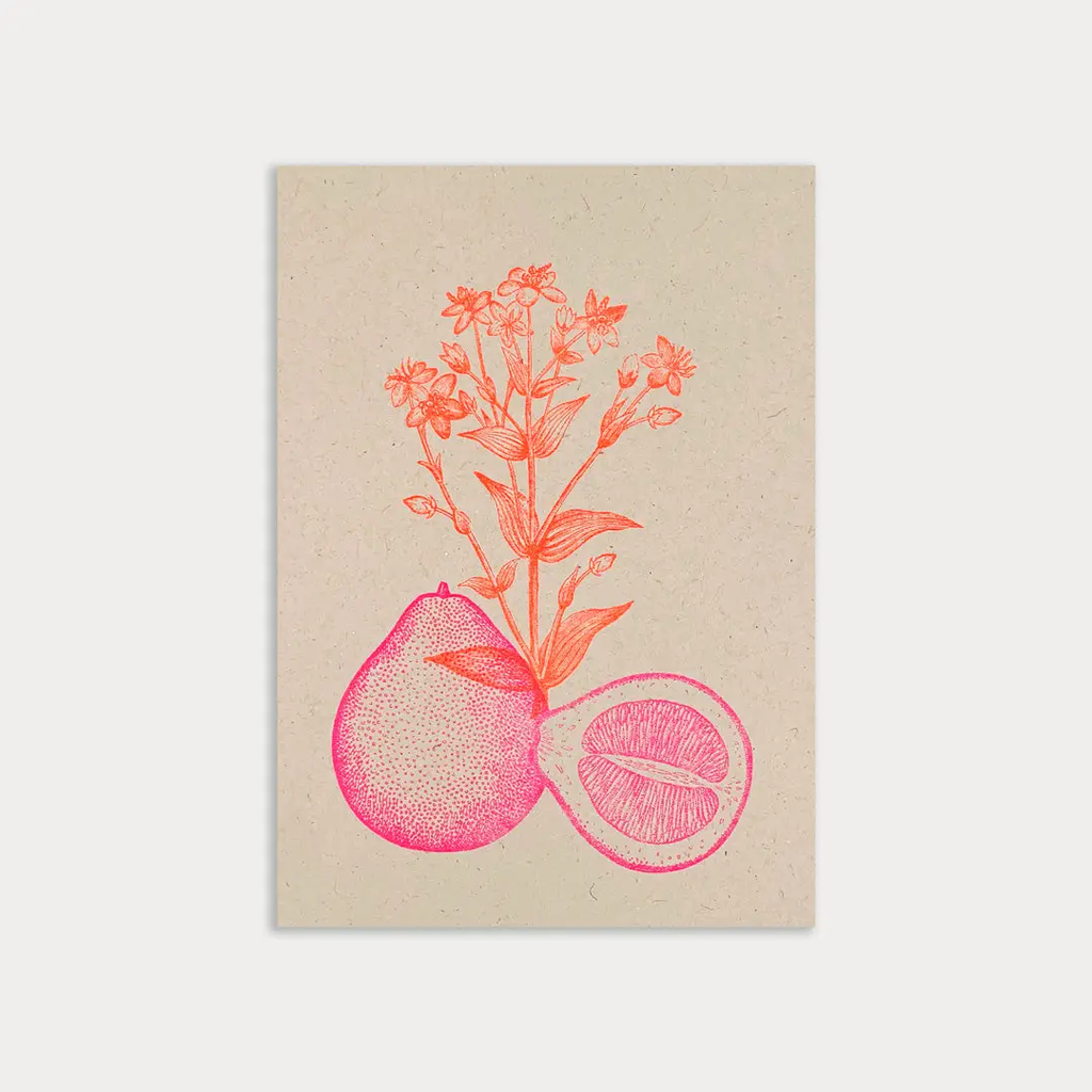 Carte postale Pomelo et fleurs