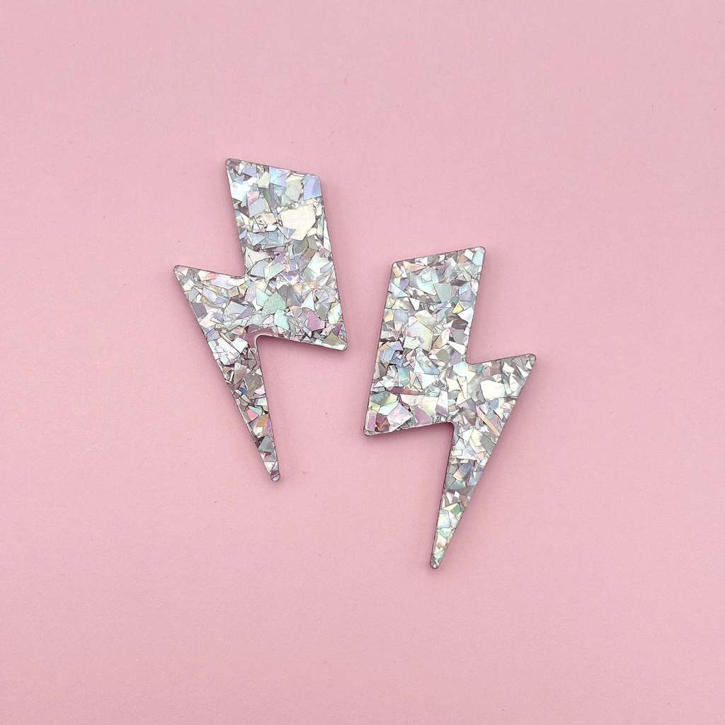 Boucles d'oreilles Maxi Eclairs - Argent Holographique