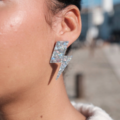 Boucles d'oreilles Maxi Eclairs - Argent Holographique