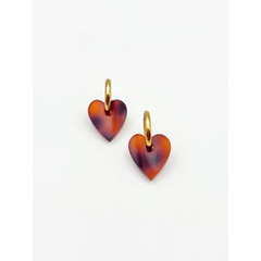 Boucles d'oreilles Créoles Coeur - Ecaille de tortue