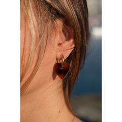 Boucles d'oreilles Créoles Coeur - Ecaille de tortue