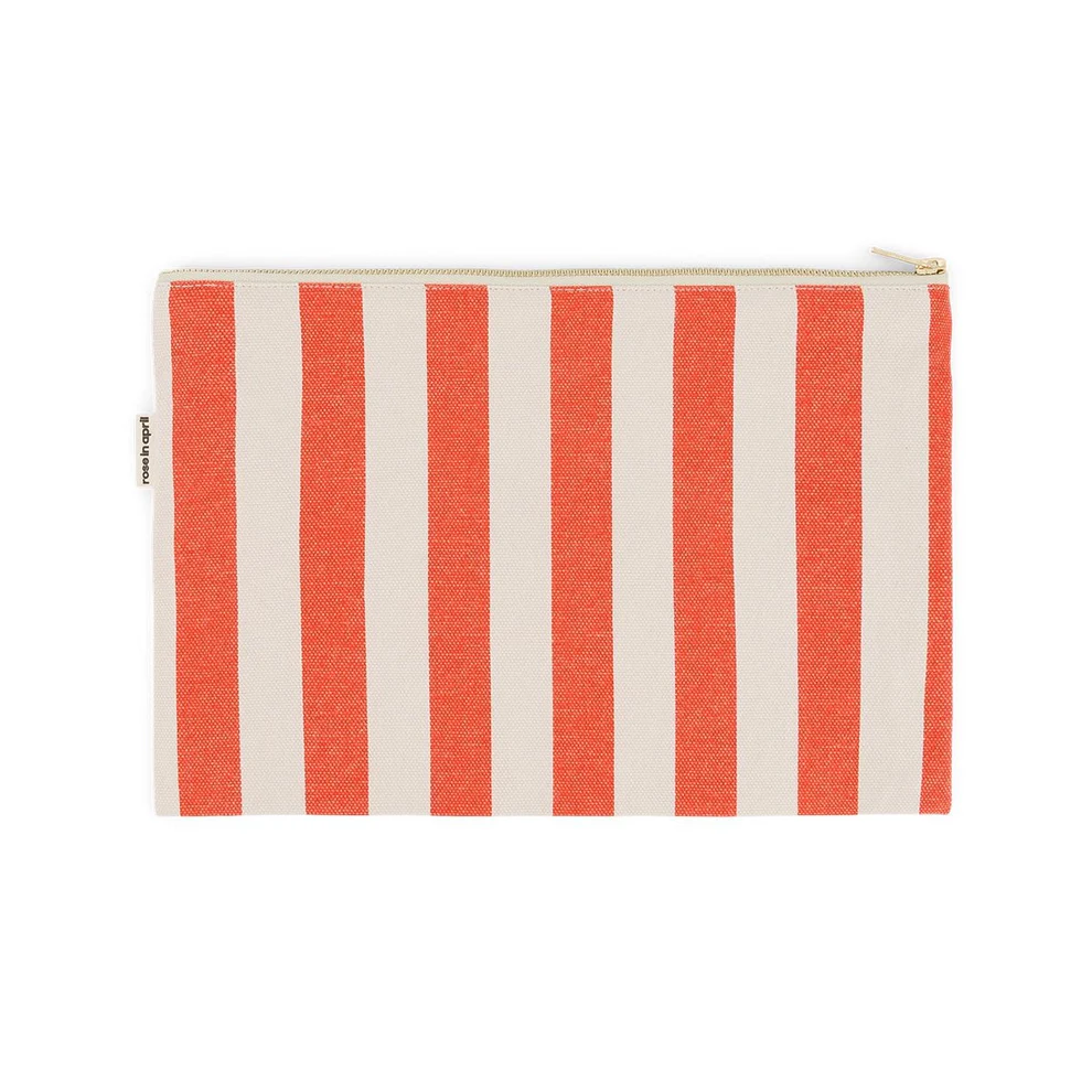 Pochette Lili - Rayures Greige / Tomato