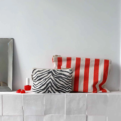 Pochette Lili - Rayures Greige / Tomato