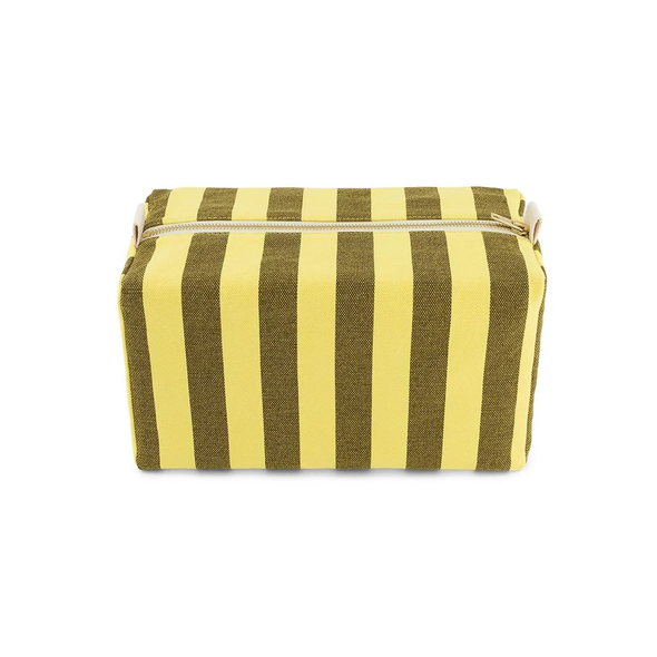 Trousse de toilette Vic - Rayures Olive / Lemon