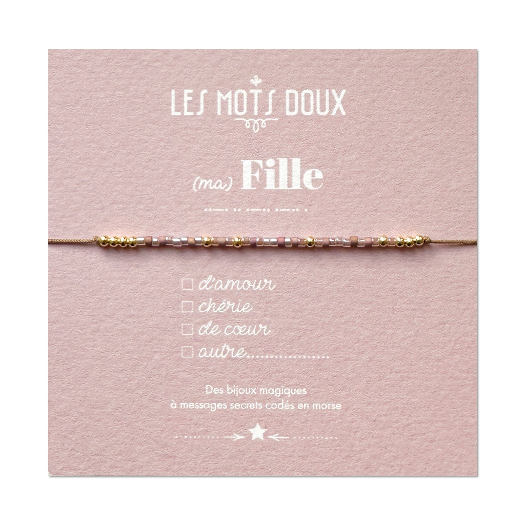 Bracelet morse "Fille" à cocher - rose irisé