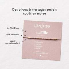 Bracelet morse "Fille" à cocher - rose irisé