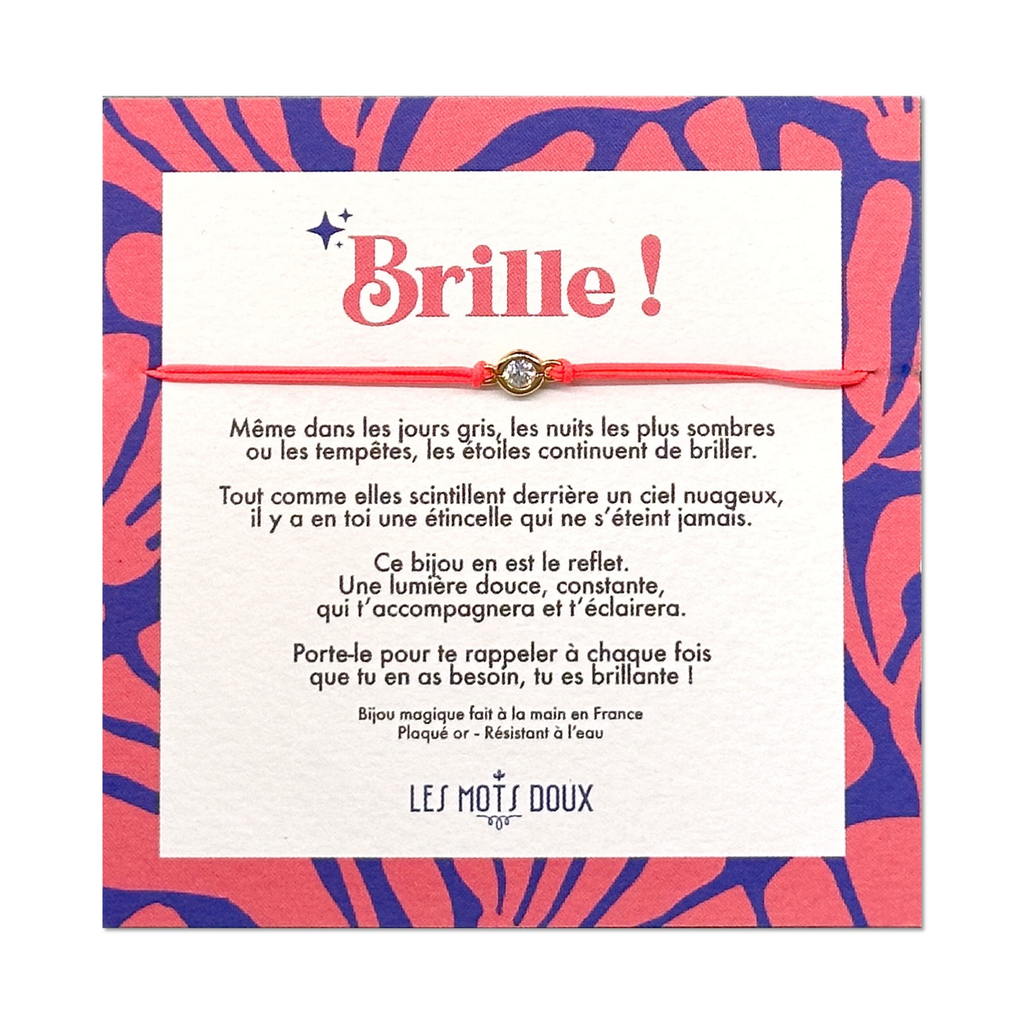 Bracelet Brille - Cordon rose fluo