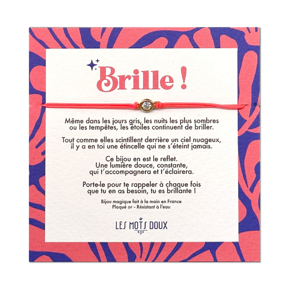 Bracelet Brille - Cordon rose fluo