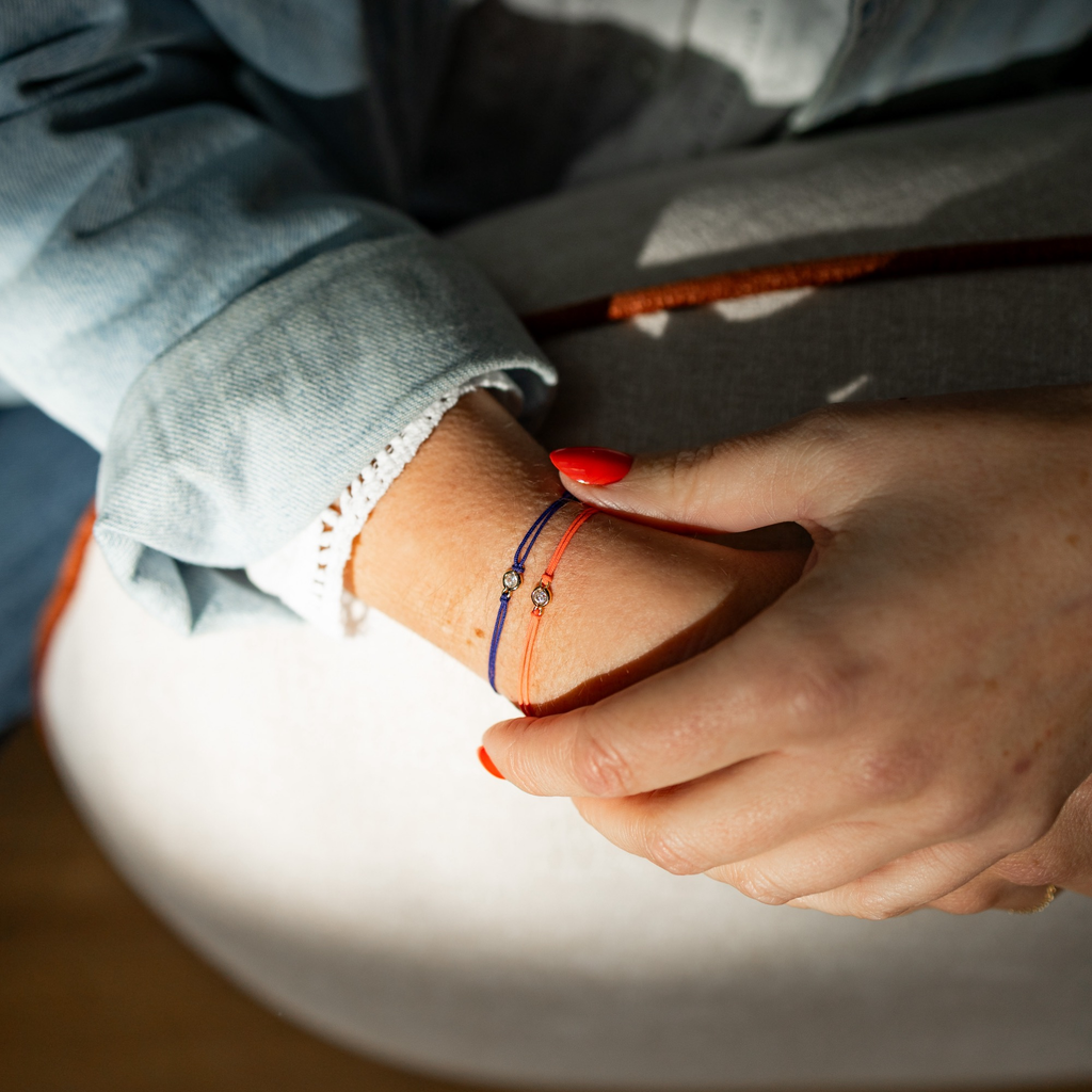 Bracelet Brille - Cordon rose fluo