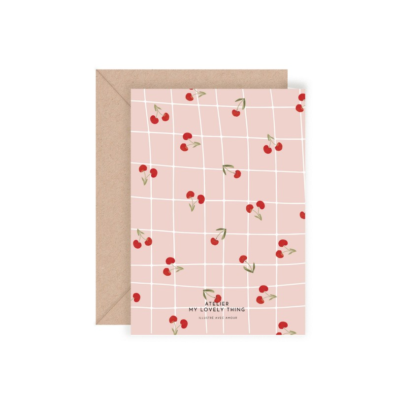 Carte double Joyeux anniversaire cerise