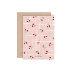 Carte double Joyeux anniversaire cerise