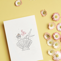 Carte simple Mademoiselle coquillage