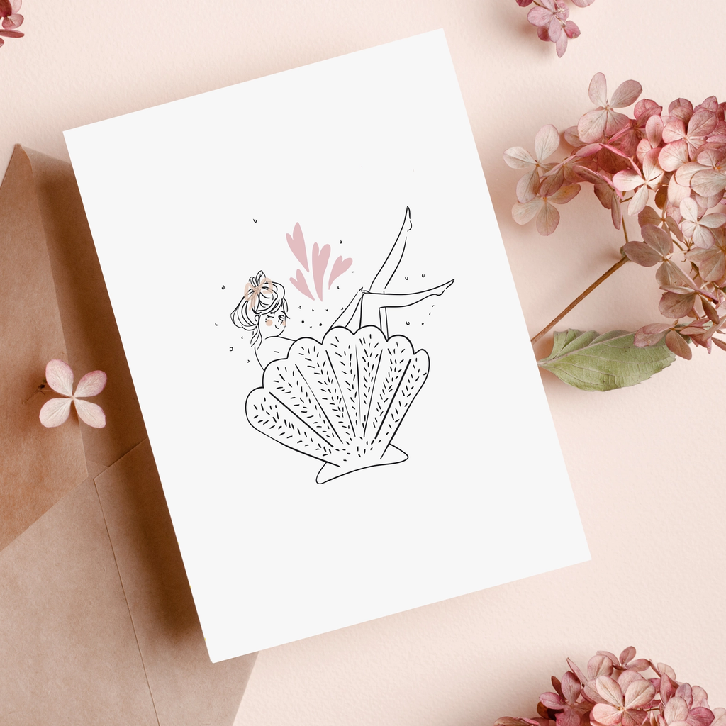 Carte simple Mademoiselle coquillage