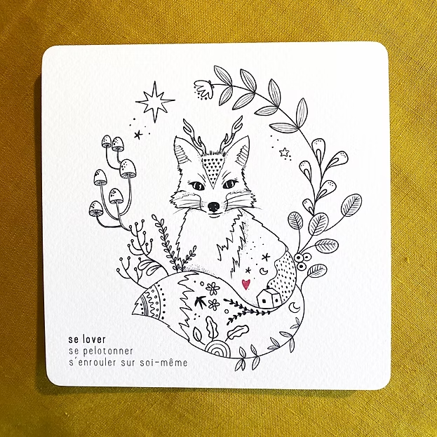 Carte carrée - Se lover - Renard
