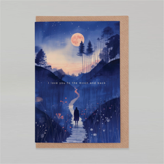 Carte de voeux - I love you to the moon and back