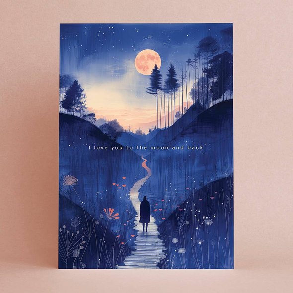Carte de voeux - I love you to the moon and back