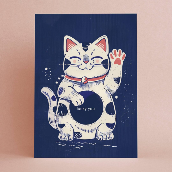 Carte de voeux - Lucky Cat