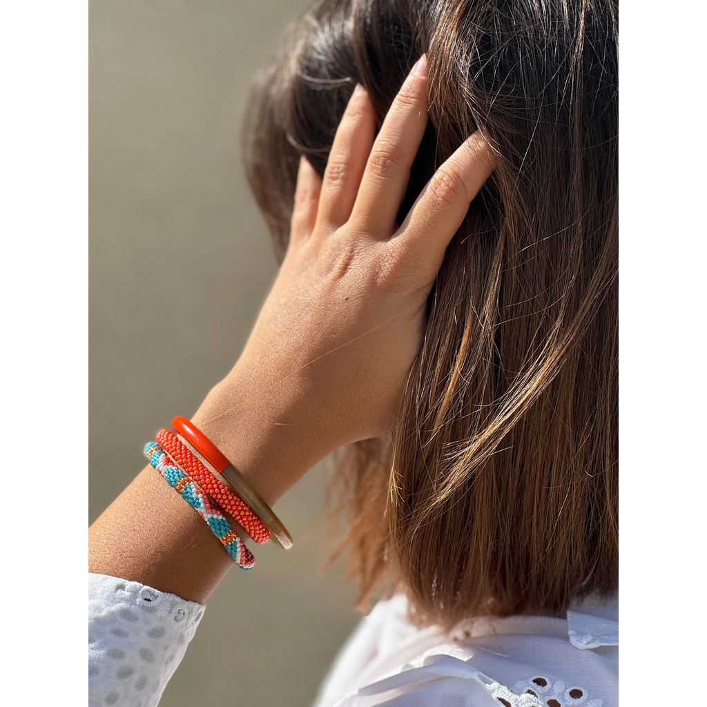 Bracelet népalais Orange corail