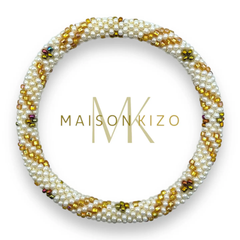 Bracelet népalais Doré, blanc