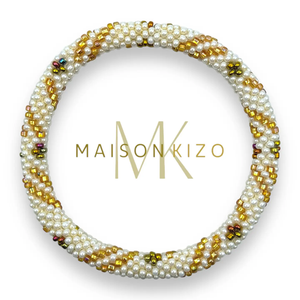 Bracelet népalais Doré, blanc