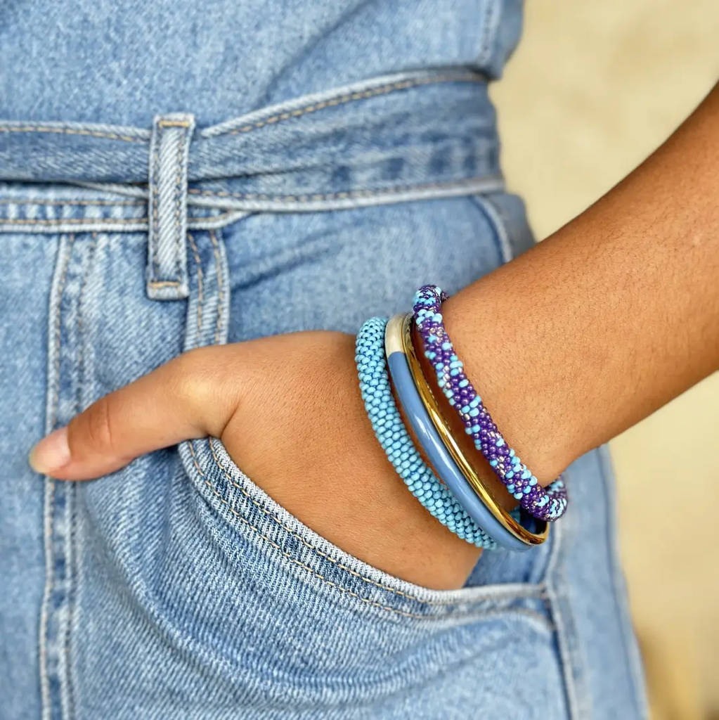 Bracelet népalais Bleu, parme, turquoise