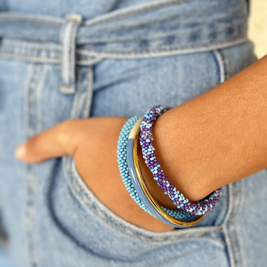 Bracelet népalais Bleu, parme, turquoise