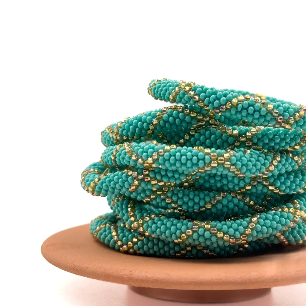 Bracelet népalais Turquoise, doré