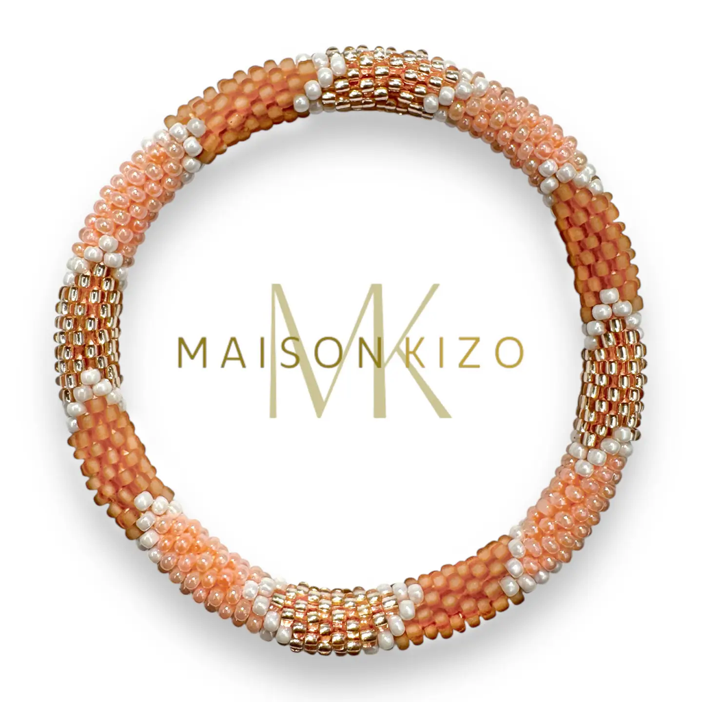 Bracelet népalais Saumon, blanc