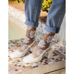 Chaussettes transparentes Murano Crème