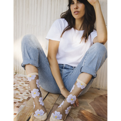 Chaussettes transparentes Murano Crème